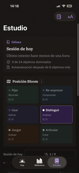 Marina Method study screen with the Bloom position grid